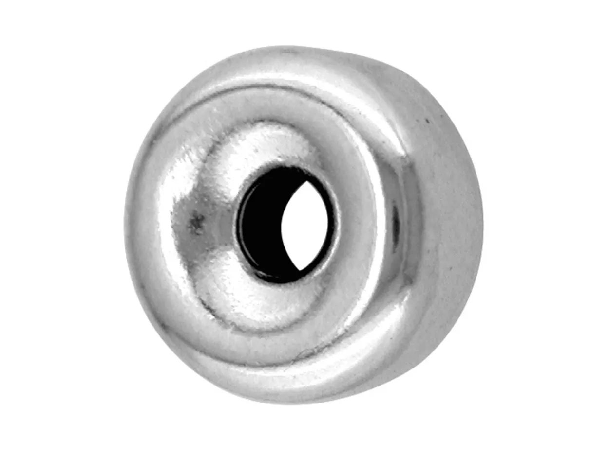 Sterling Silver Plain Flat 3mm 2 Hole Beads Pack of 10