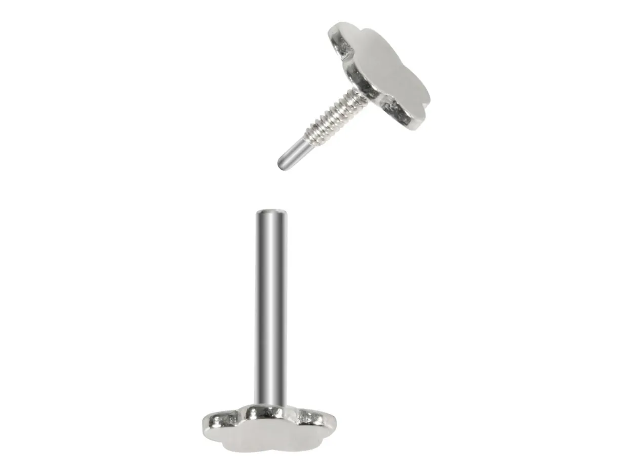 Sterling Silver Plain Flower Labret Tube 3mm