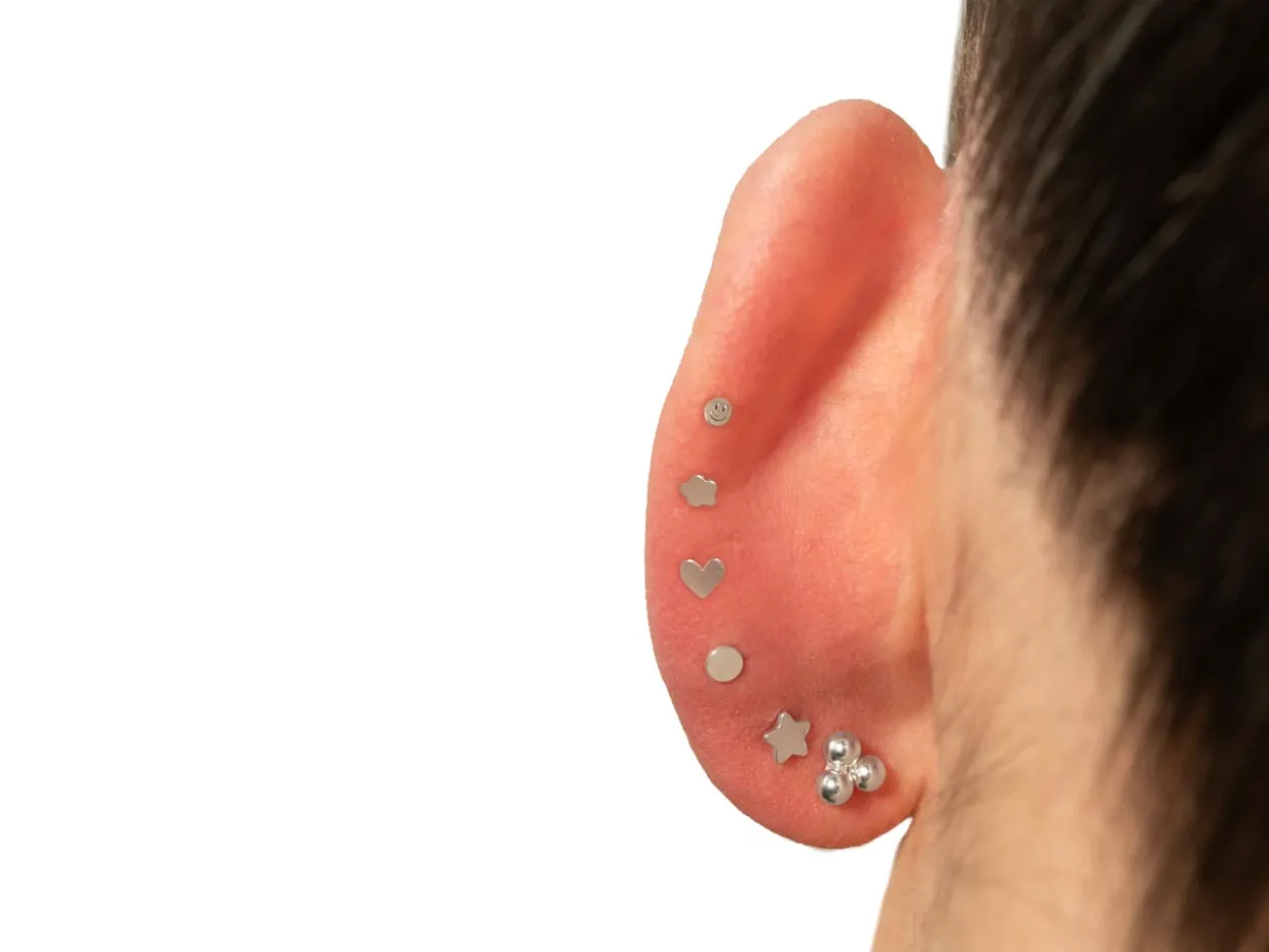 Sterling Silver Plain Flower Labret Tube 3mm