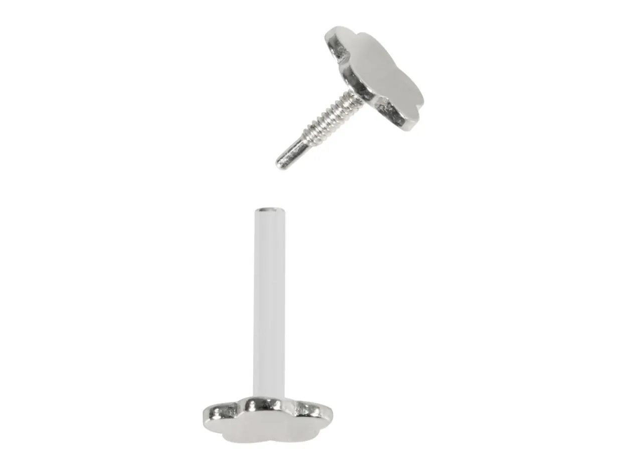 Sterling Silver Plain Flower Labret Post 4mm