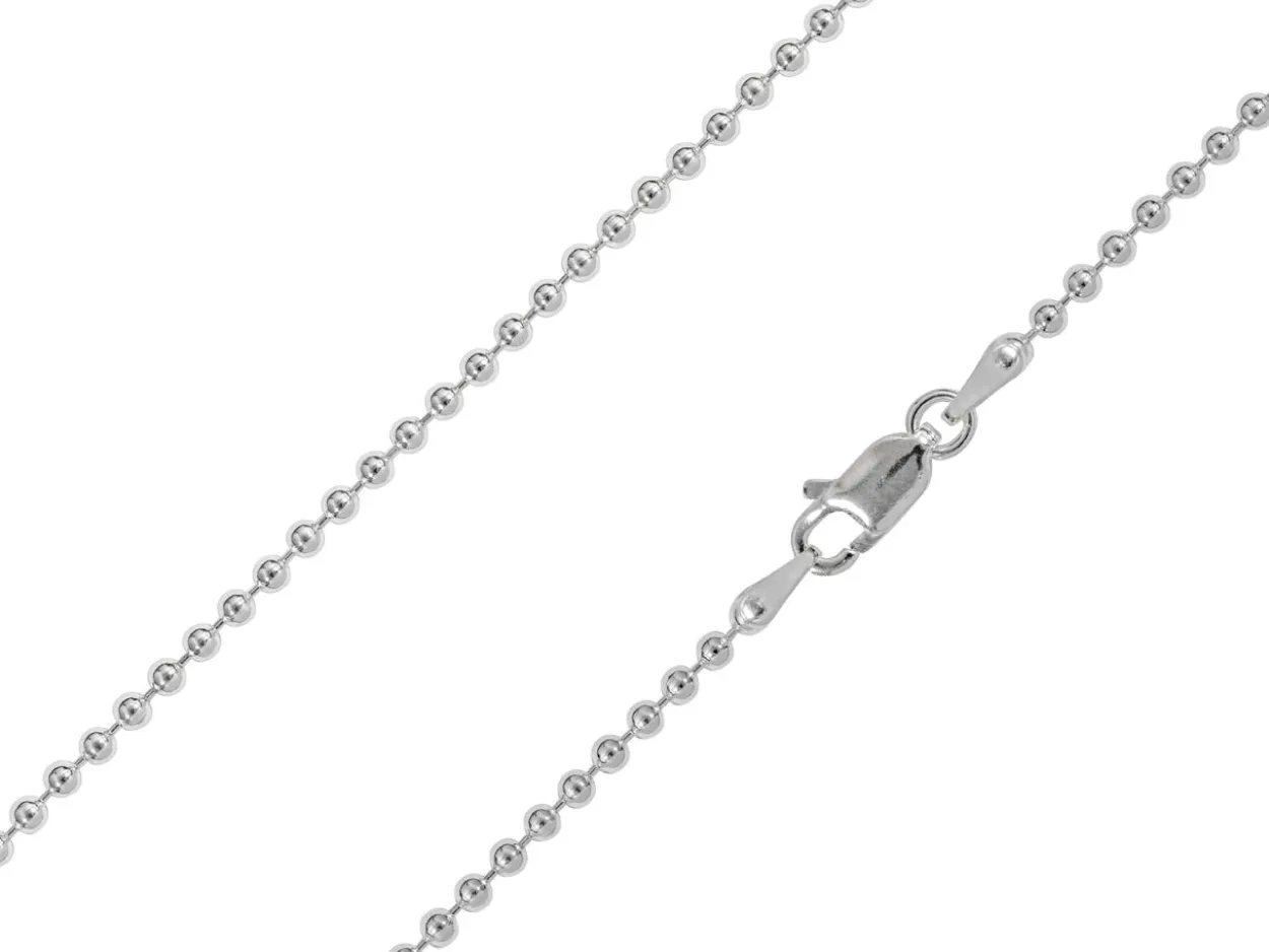 Sterling Silver Plated 2.0mm Ball Chain 18"/45cm Unhallmarked