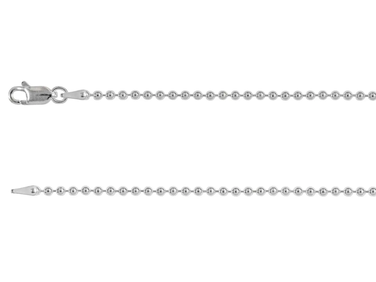Sterling Silver Plated 2.0mm Ball Chain 18"/45cm Unhallmarked
