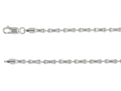 Sterling Silver Plated 3.0mm Bamboo Shaped Bead Chain 18"/45cm Unhallmarked