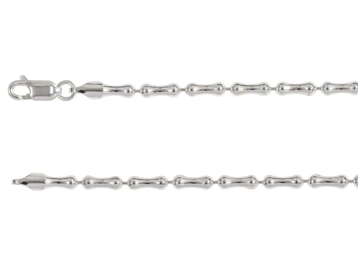 Sterling Silver Plated 3.0mm Bamboo Shaped Bead Chain 18"/45cm Unhallmarked