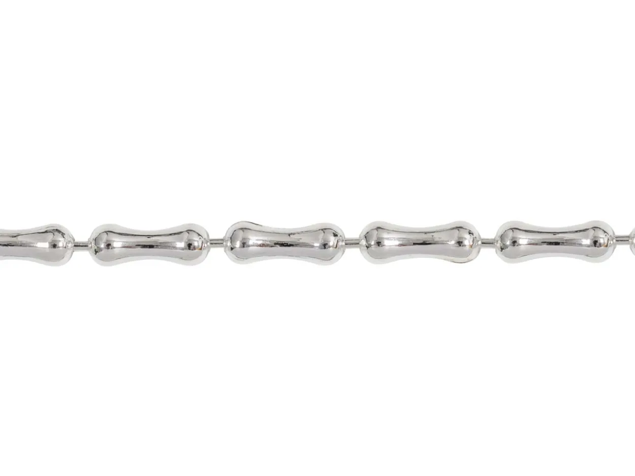Sterling Silver Plated 3.0mm Bamboo Shaped Bead Chain 18"/45cm Unhallmarked
