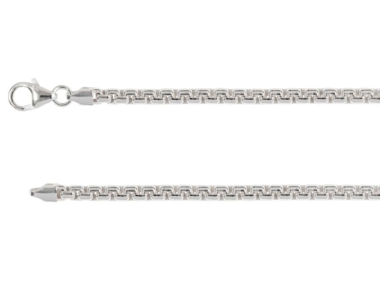 Sterling Silver Plated 3.5mm Box Chain 18"/45cm Unhallmarked