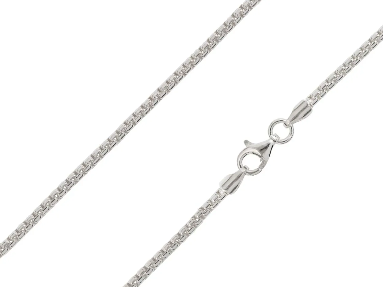 Sterling Silver Plated 2.1mm Box Chain 18"/45cm Unhallmarked