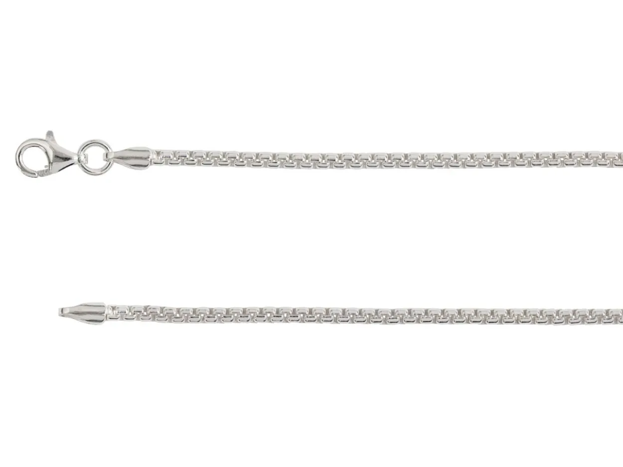 Sterling Silver Plated 2.1mm Box Chain 18"/45cm Unhallmarked