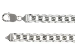 Sterling Silver Plated 9.3mm Diamond Cut Curb Chain 18"/45cm Unhallmarked