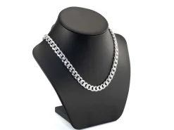 Sterling Silver Plated 9.3mm Diamond Cut Curb Chain 18