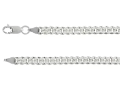 Sterling Silver Plated 5.7mm Diamond Cut Tight Curb Chain 18"/45cm Unhallmarked
