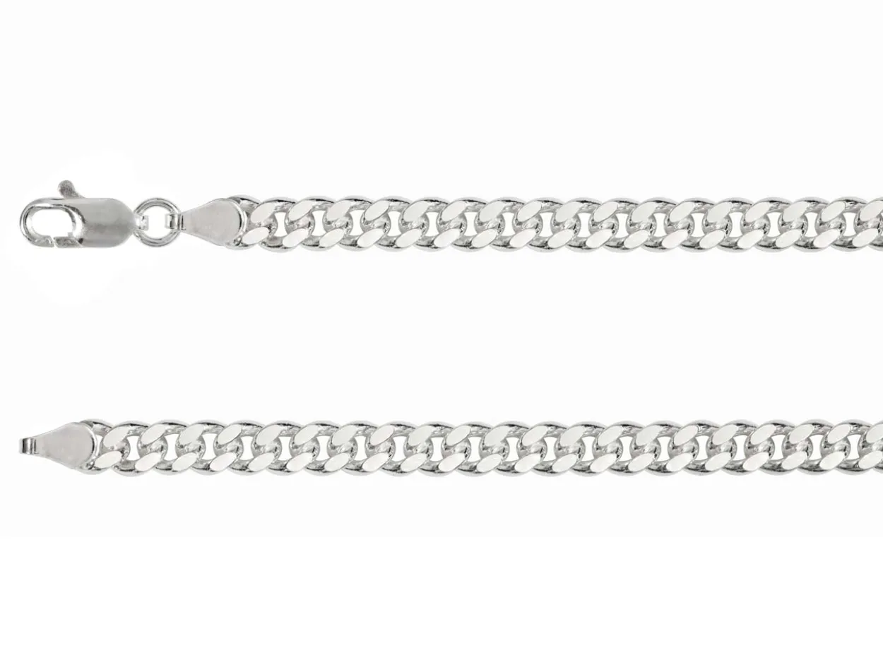 Sterling Silver Plated 4.9mm Diamond Cut Tight Curb Chain 18"/45cm Unhallmarked