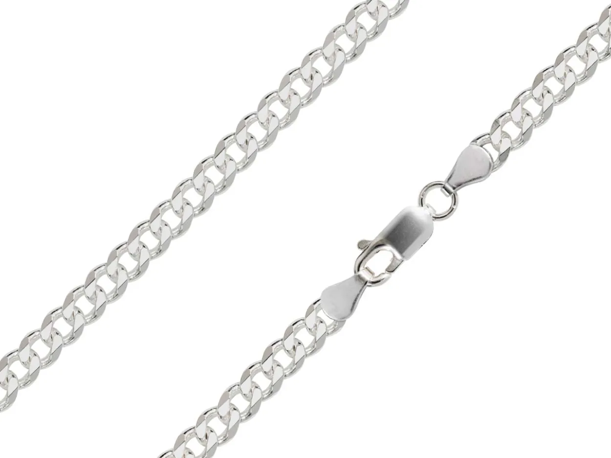 Sterling Silver Plated 4.7mm Diamond Cut Curb Chain 18"/45cm Unhallmarked