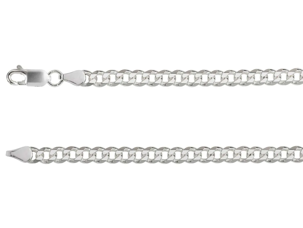 Sterling Silver Plated 4.7mm Diamond Cut Curb Chain 18"/45cm Unhallmarked