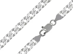 Sterling Silver Plated 6.4mm Diamond Cut Double Rhombus Curb Chain 18"/45cm Unhallmarked