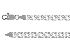 Sterling Silver Plated 6.4mm Diamond Cut Double Rhombus Curb Chain 18"/45cm Unhallmarked