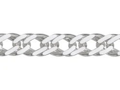 Sterling Silver Plated 6.4mm Diamond Cut Double Rhombus Curb Chain 18