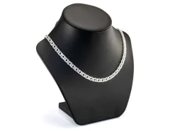 Sterling Silver Plated 6.4mm Diamond Cut Double Rhombus Curb Chain 18