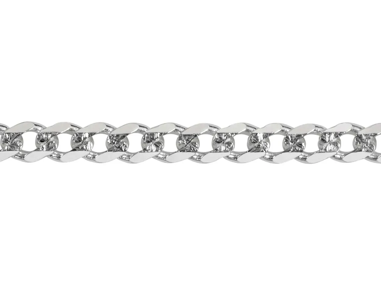 Sterling Silver Plated 3.6mm Diamond Cut Pavé Curb Chain 18"/45cm Unhallmarked