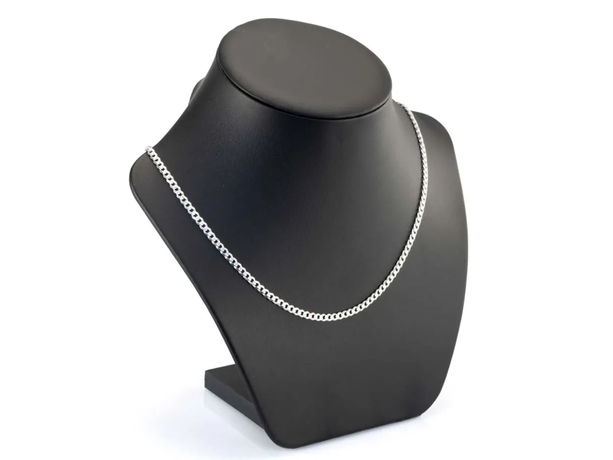 Sterling Silver Plated 3.6mm Diamond Cut Pavé Curb Chain 18"/45cm Unhallmarked