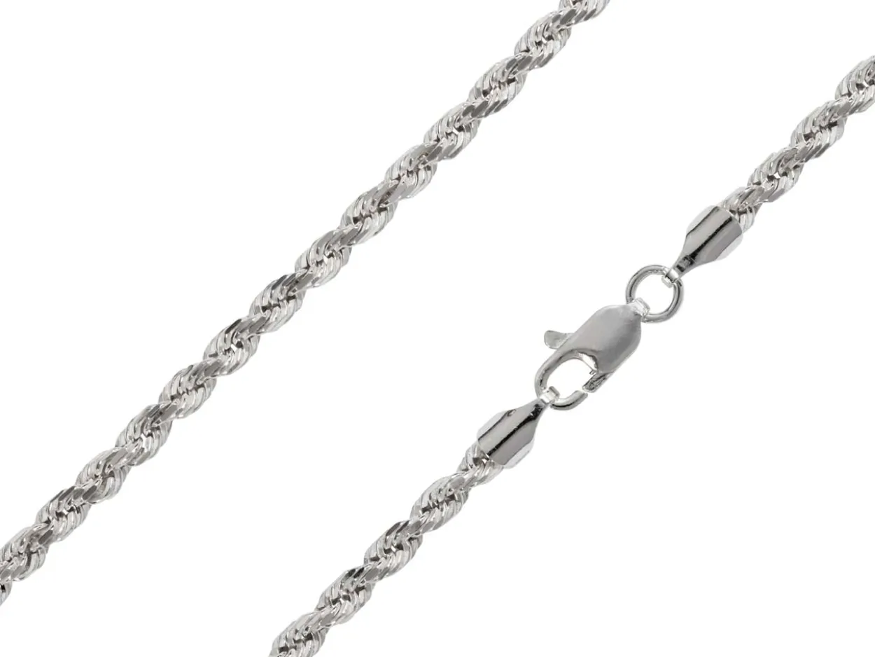 Sterling Silver Plated 3.0mm Diamond Cut Rope Chain 18"/45cm Unhallmarked