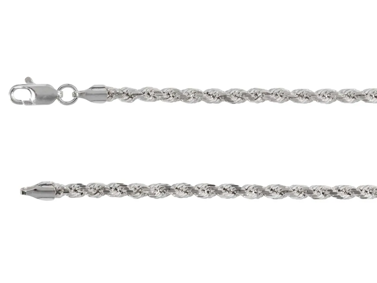 Sterling Silver Plated 3.0mm Diamond Cut Rope Chain 18"/45cm Unhallmarked