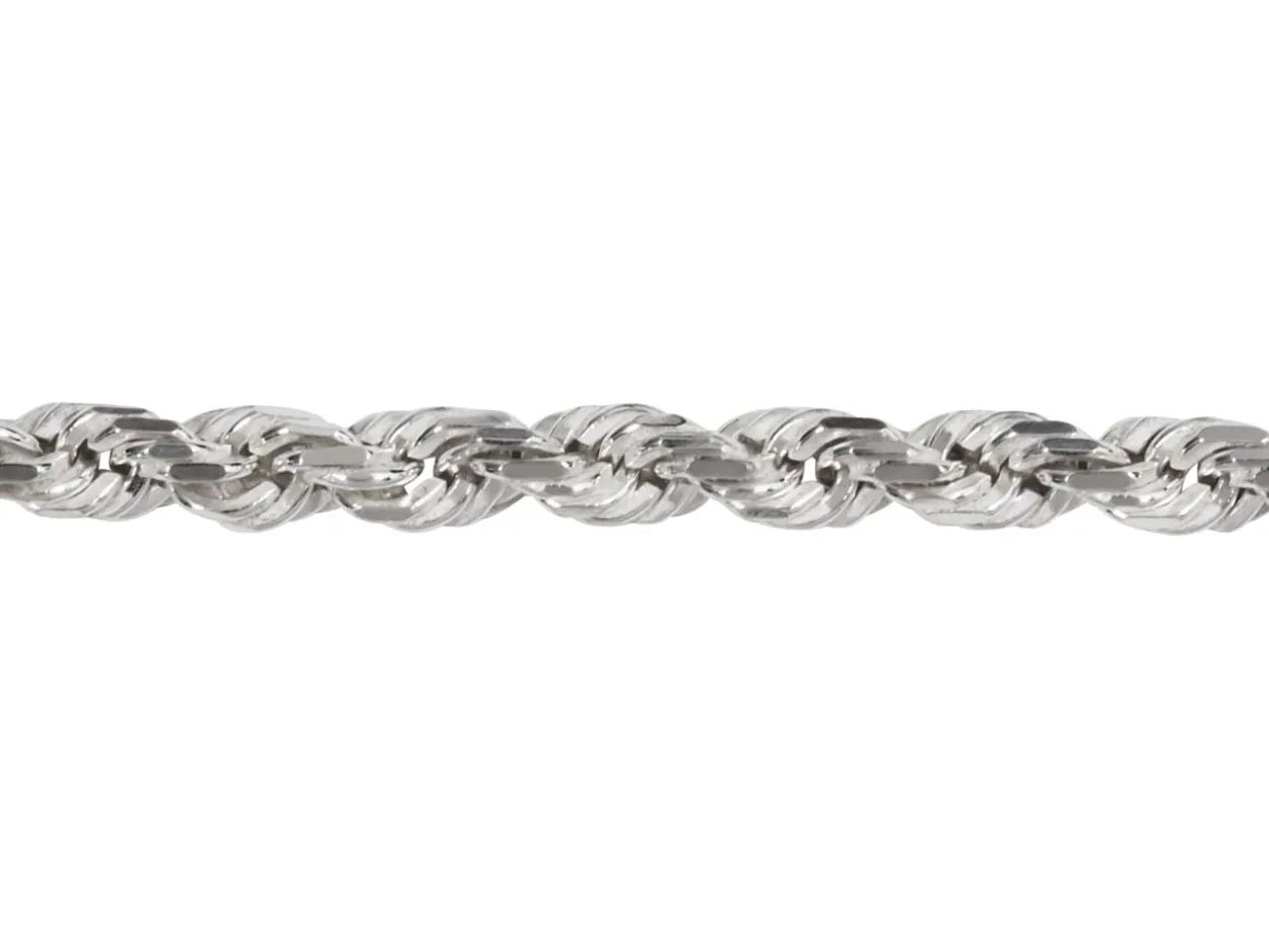 Sterling Silver Plated 3.0mm Diamond Cut Rope Chain 18"/45cm Unhallmarked