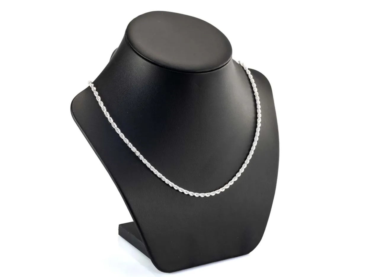 Sterling Silver Plated 3.0mm Diamond Cut Rope Chain 18"/45cm Unhallmarked