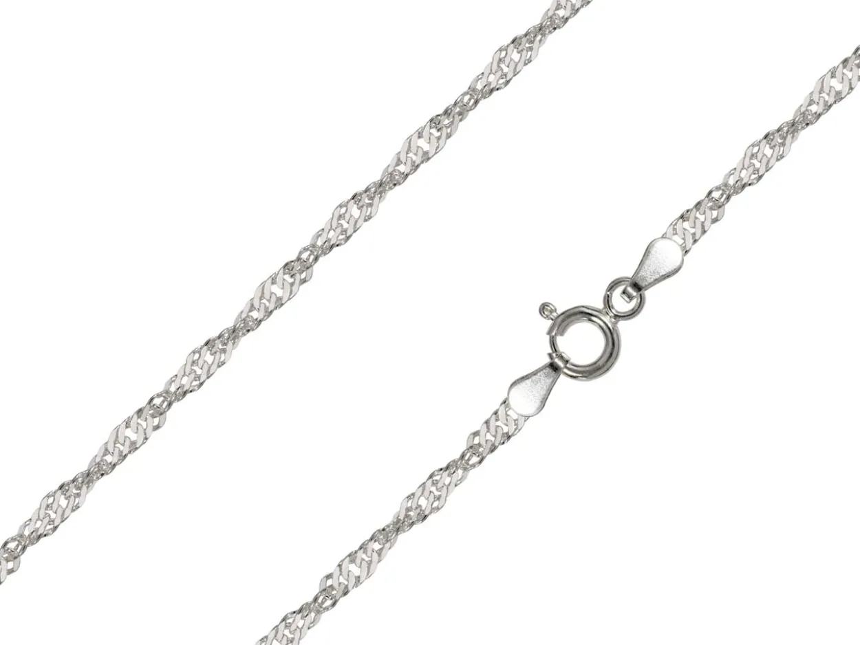 Sterling Silver Plated 2.2mm Diamond Cut Singapore Chain 18"/45cm Unhallmarked