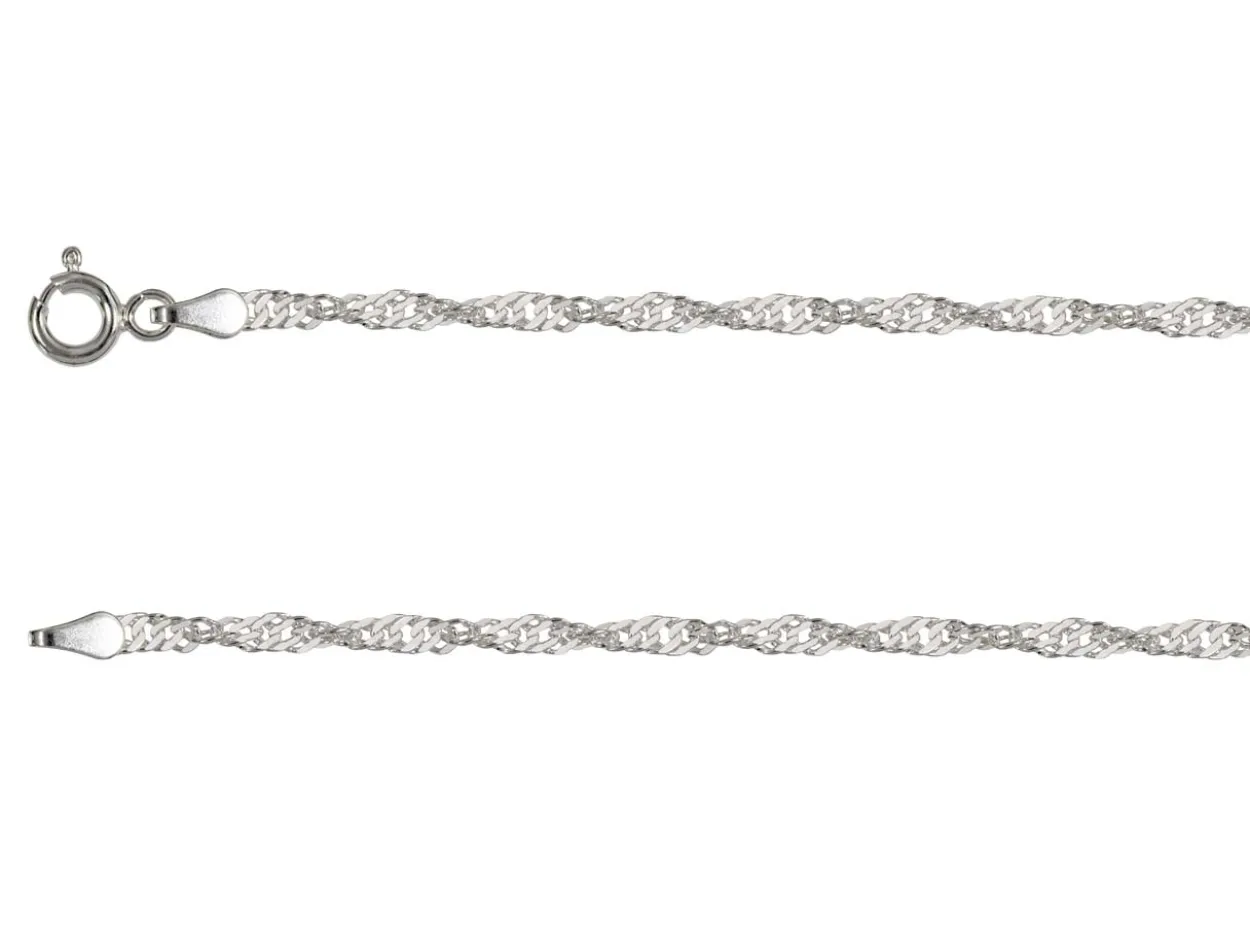Sterling Silver Plated 2.2mm Diamond Cut Singapore Chain 18"/45cm Unhallmarked
