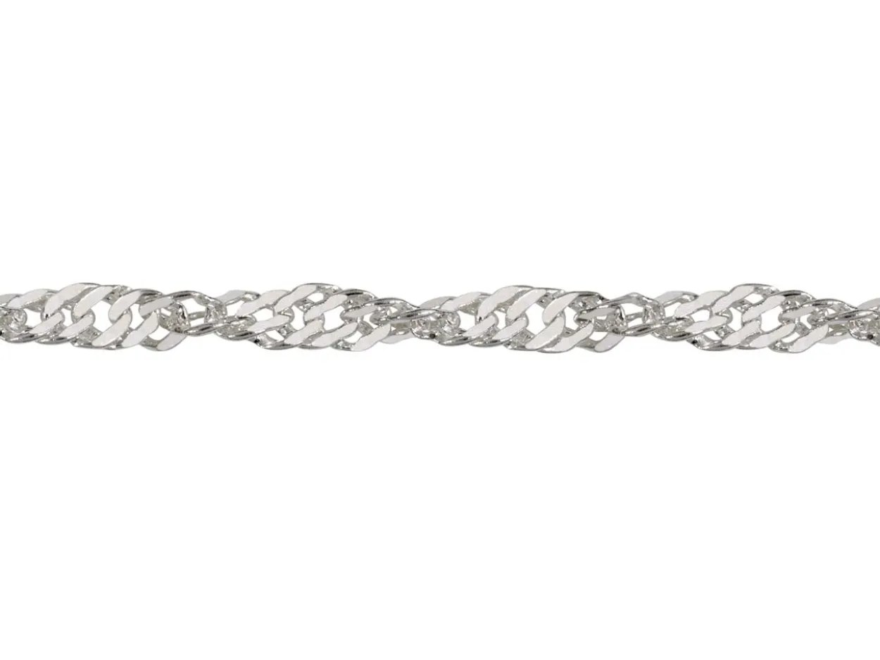Sterling Silver Plated 2.2mm Diamond Cut Singapore Chain 18"/45cm Unhallmarked