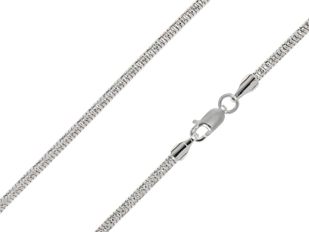 Sterling Silver Plated 2.3mm Diamond Cut Round Snake Chain 18"/45cm Unhallmarked