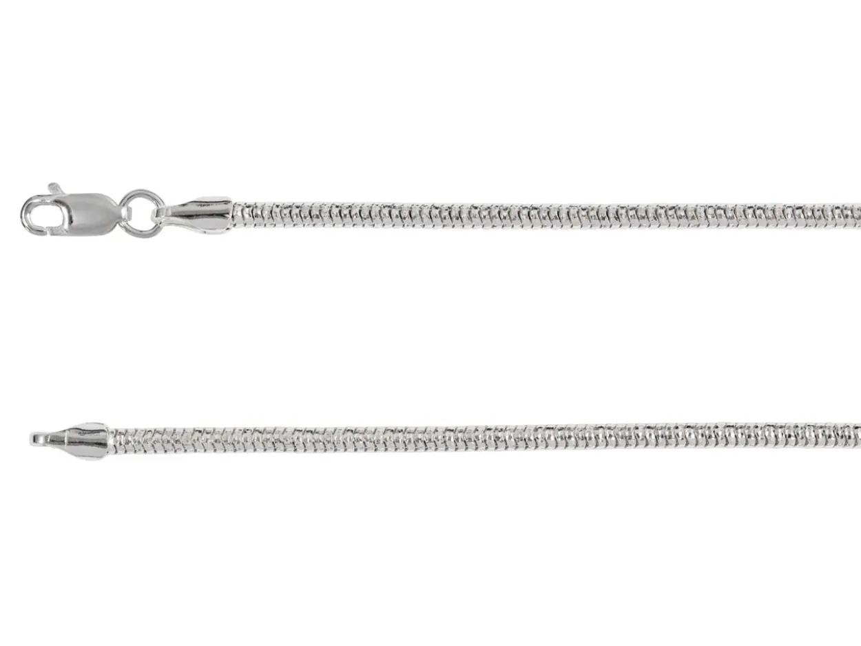 Sterling Silver Plated 2.3mm Diamond Cut Round Snake Chain 18"/45cm Unhallmarked