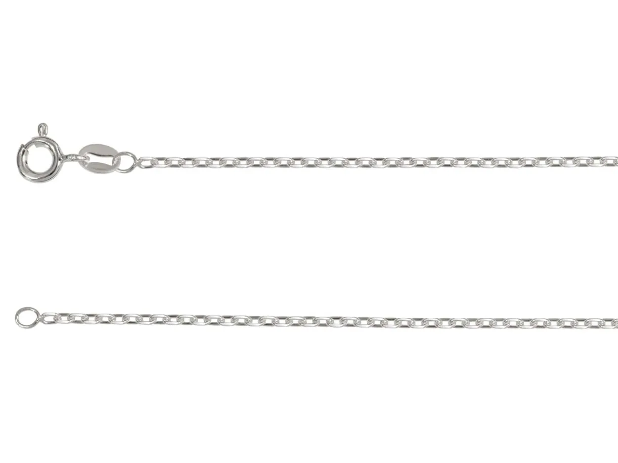 Sterling Silver Plated 1.7mm Diamond Cut Oval Trace Chain 18"/45cm Unhallmarked