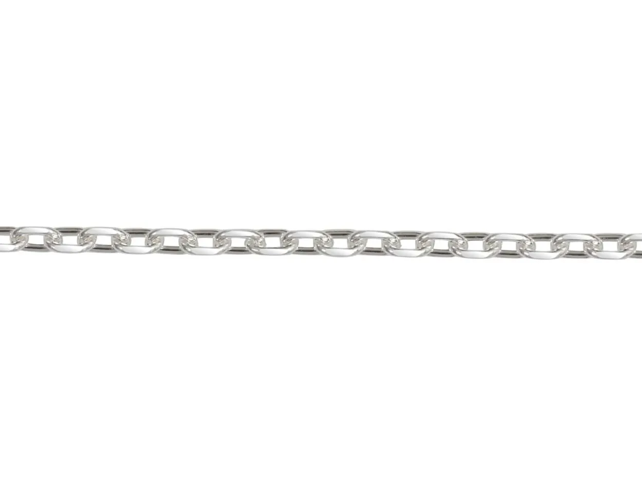 Sterling Silver Plated 1.7mm Diamond Cut Oval Trace Chain 18"/45cm Unhallmarked