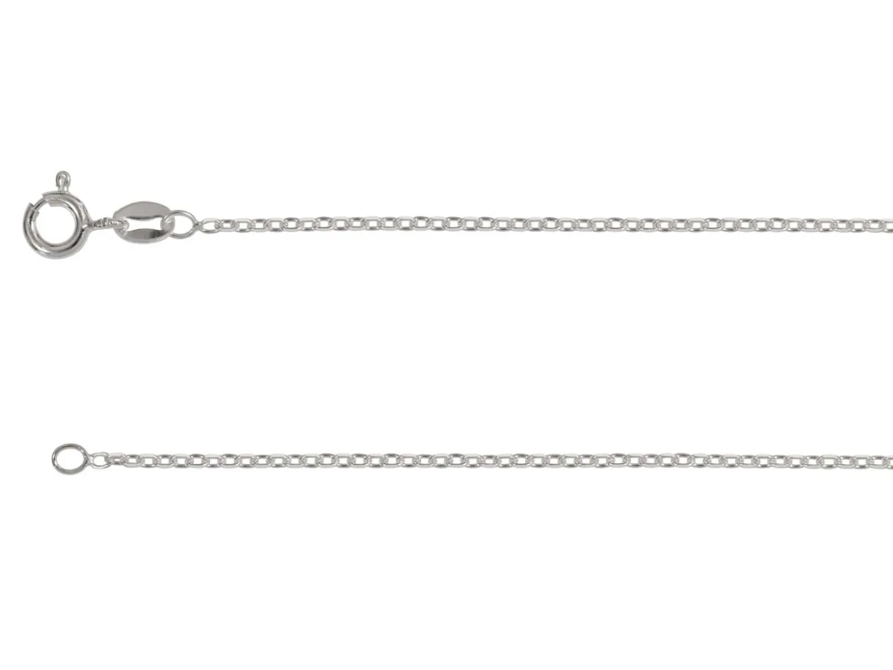 Sterling Silver Plated 1.4mm Diamond Cut Oval Trace Chain 18"/45cm Unhallmarked