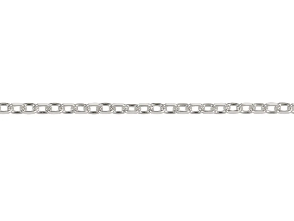 Sterling Silver Plated 1.4mm Diamond Cut Oval Trace Chain 18"/45cm Unhallmarked