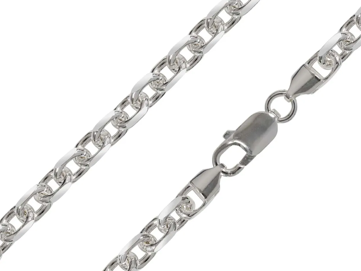 Sterling Silver Plated 5.3mm Diamond Cut Oval Trace Chain 18"/45cm Unhallmarked