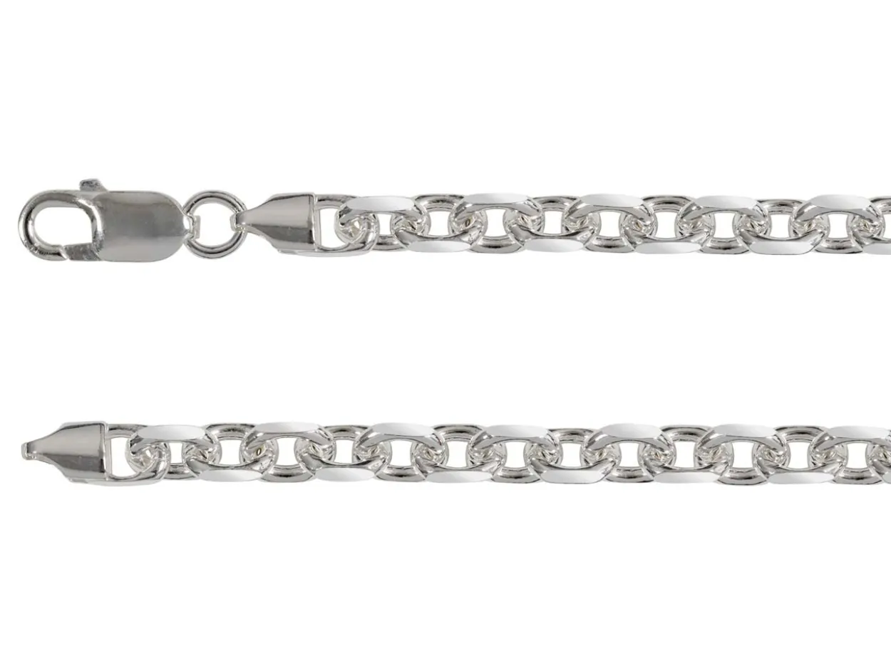 Sterling Silver Plated 5.3mm Diamond Cut Oval Trace Chain 18"/45cm Unhallmarked