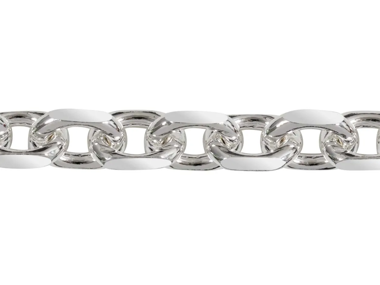 Sterling Silver Plated 5.3mm Diamond Cut Oval Trace Chain 18"/45cm Unhallmarked