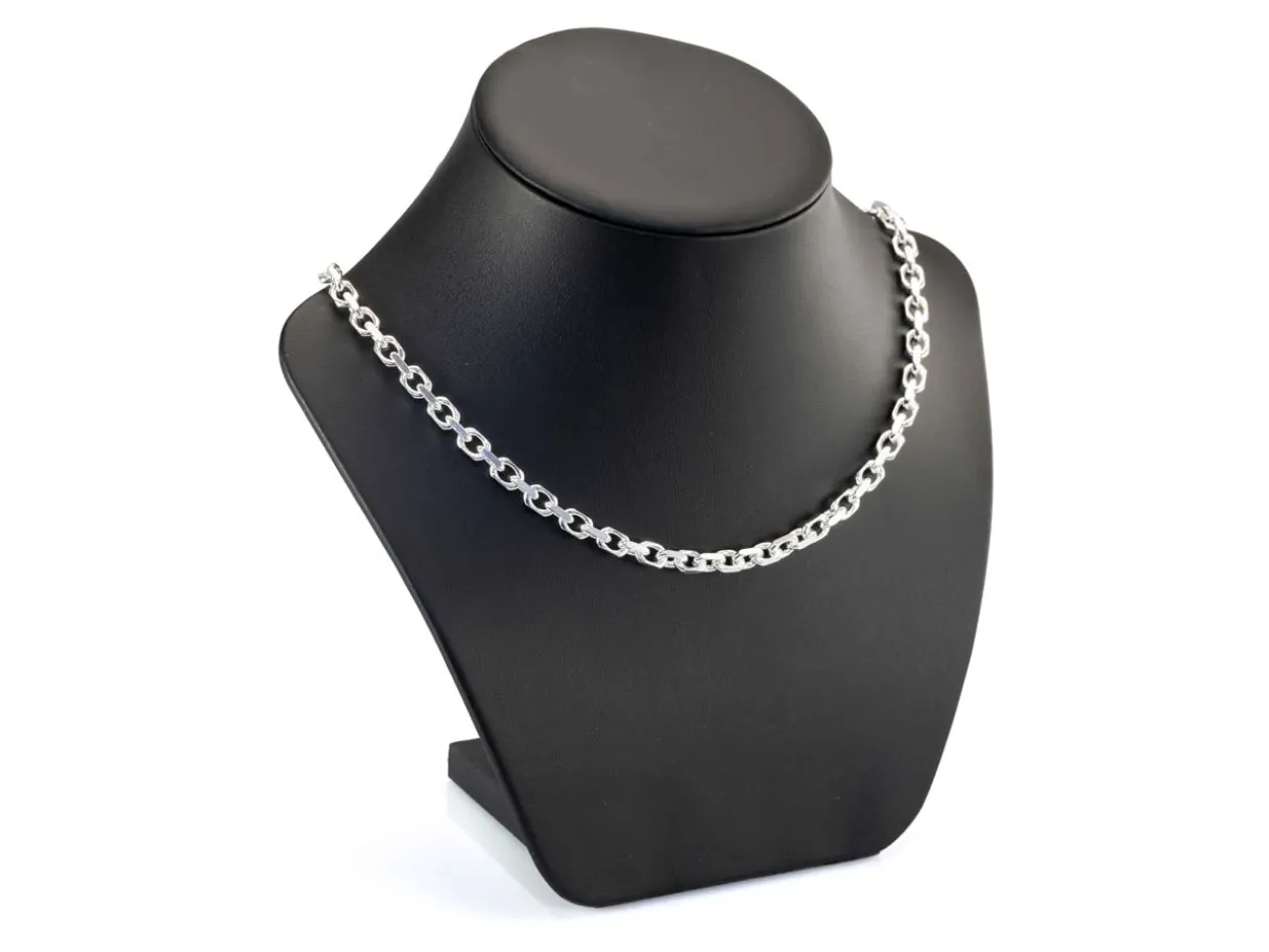 Sterling Silver Plated 5.3mm Diamond Cut Oval Trace Chain 18"/45cm Unhallmarked
