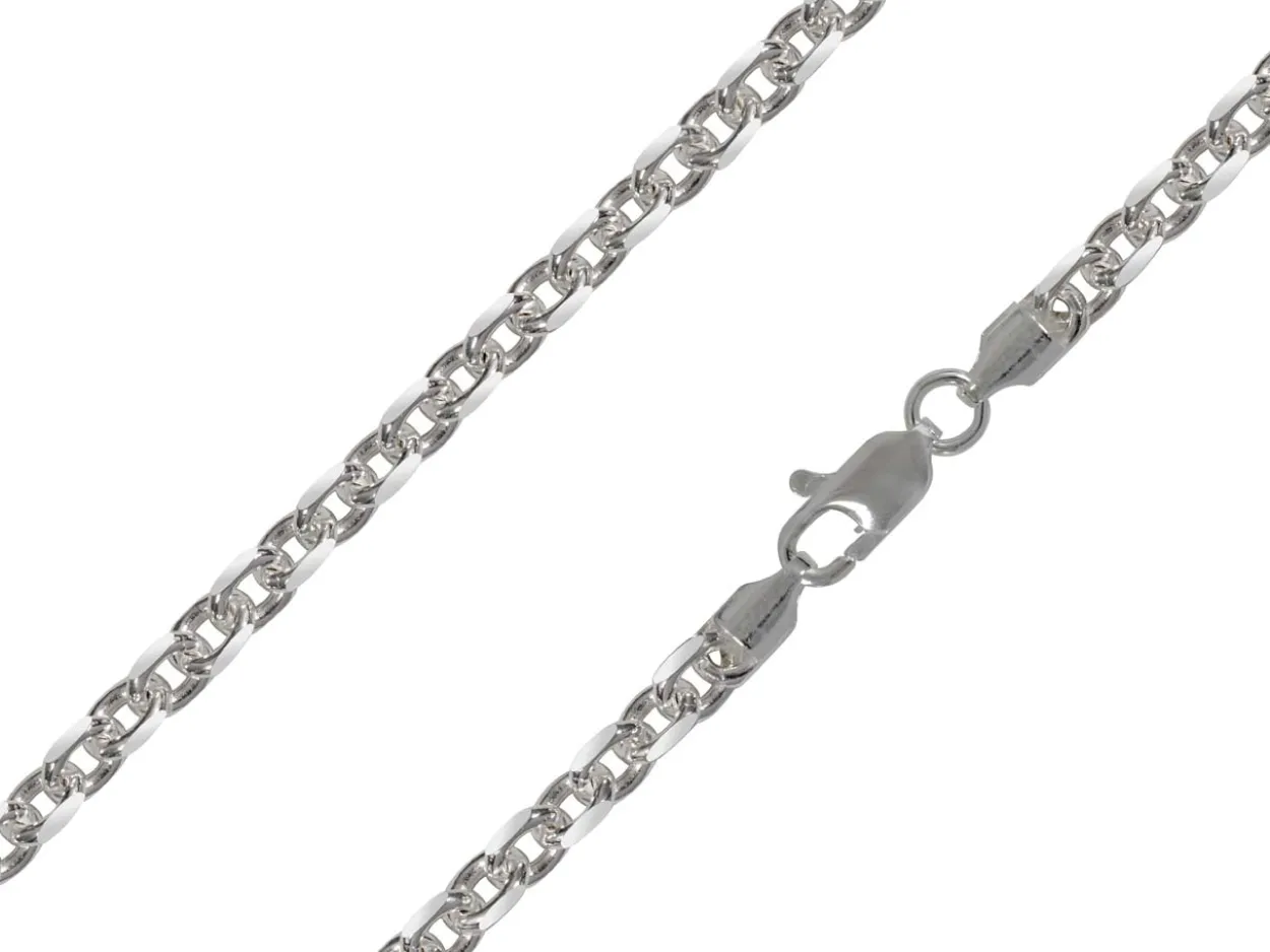 Sterling Silver Plated 3.9mm Diamond Cut Oval Trace Chain 18"/45cm Unhallmarked