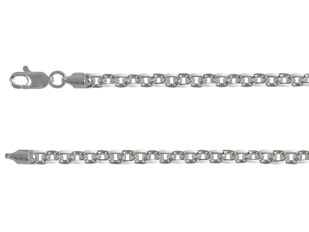 Sterling Silver Plated 3.9mm Diamond Cut Oval Trace Chain 18"/45cm Unhallmarked