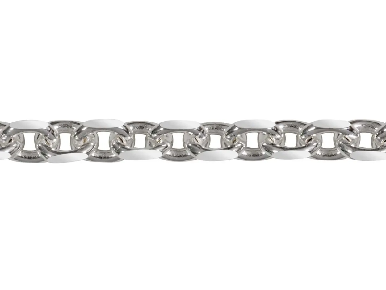 Sterling Silver Plated 3.9mm Diamond Cut Oval Trace Chain 18"/45cm Unhallmarked