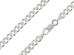 Sterling Silver Plated 5.7mm Flat Filed Curb Chain 18"/45cm Unhallmarked