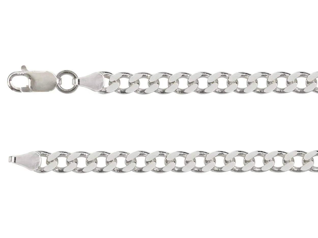 Sterling Silver Plated 5.7mm Flat Filed Curb Chain 18"/45cm Unhallmarked