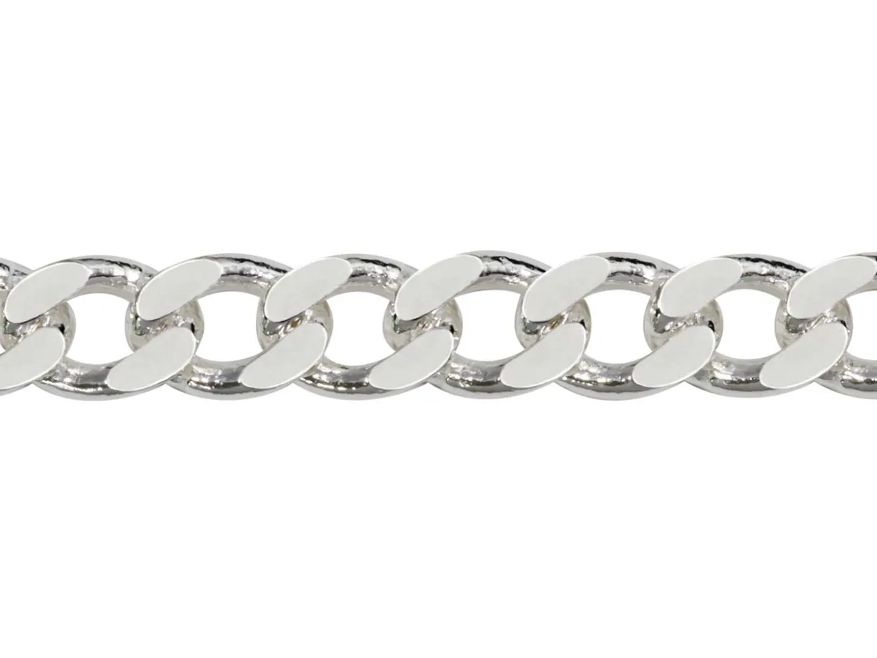 Sterling Silver Plated 5.7mm Flat Filed Curb Chain 18"/45cm Unhallmarked