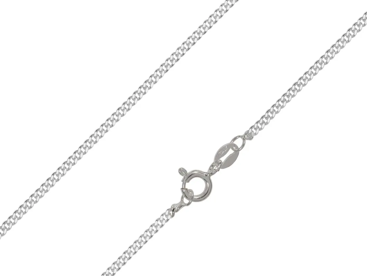 Sterling Silver Plated 1.7mm Flat Filed Curb Chain 18"/45cm Unhallmarked