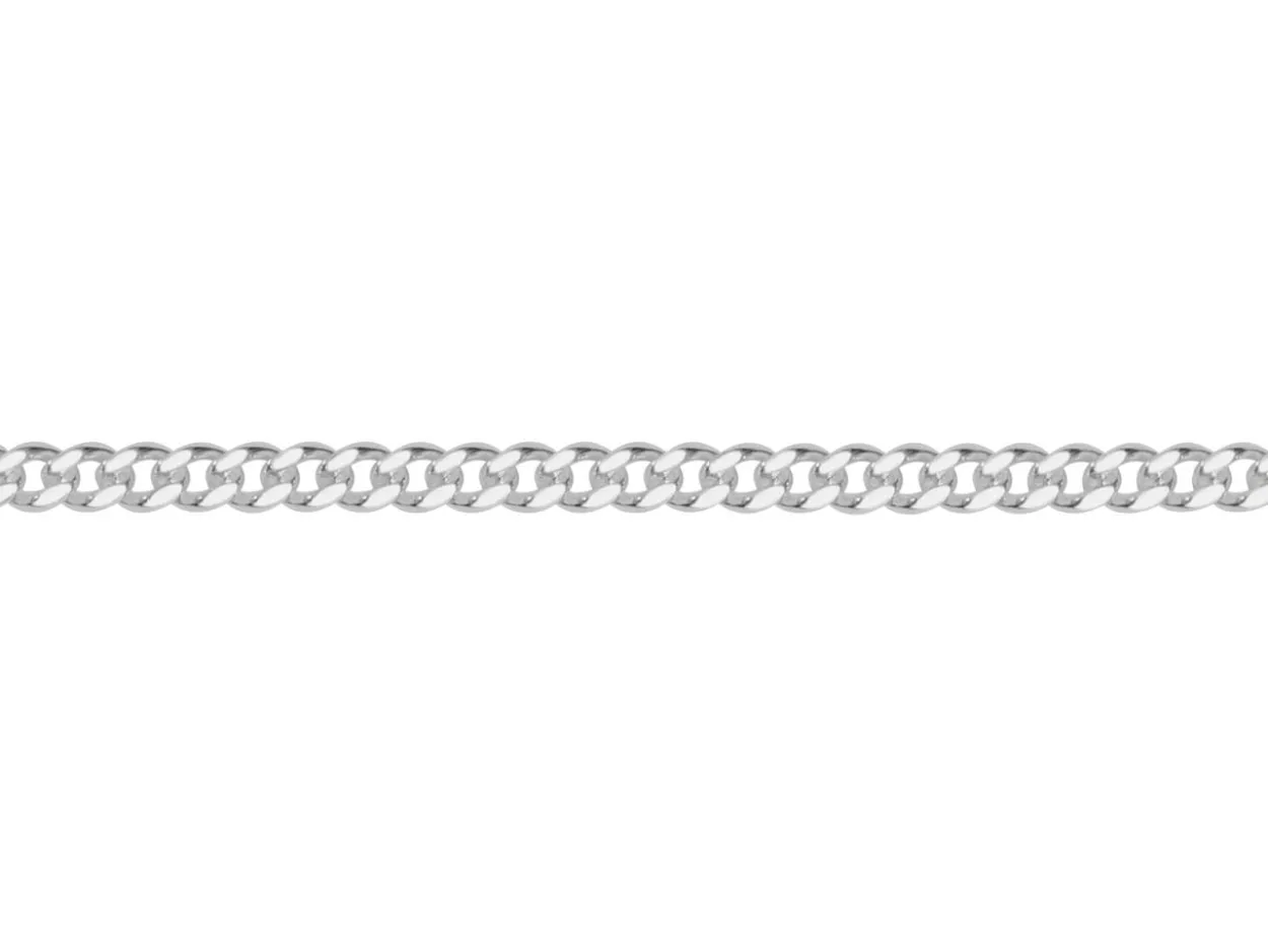 Sterling Silver Plated 1.7mm Flat Filed Curb Chain 18"/45cm Unhallmarked