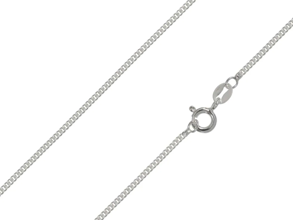 Sterling Silver Plated 1.4mm Flat Filed Curb Chain 18"/45cm Unhallmarked